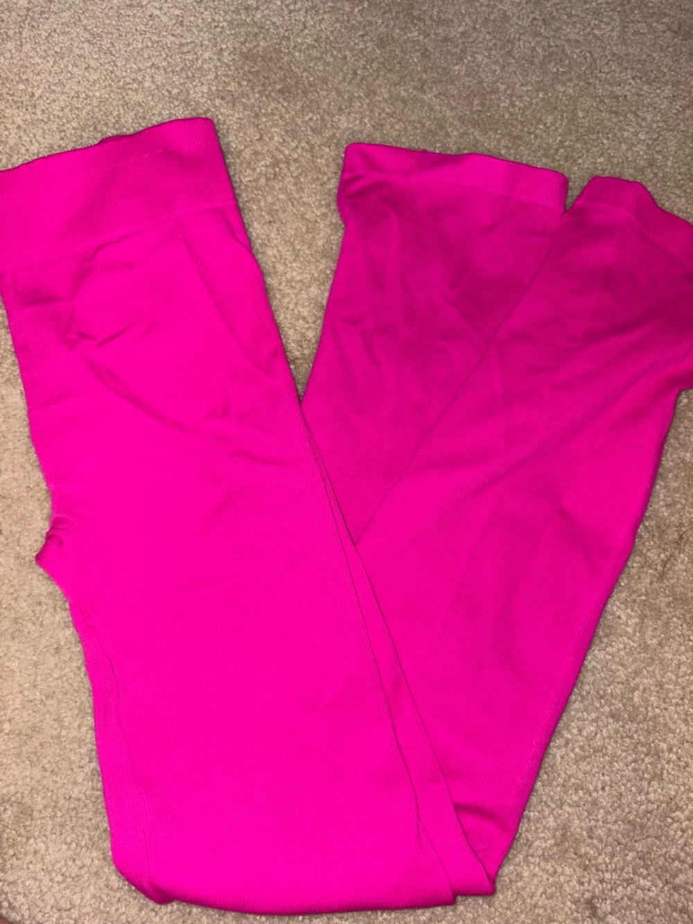 Fabletics Hot Pink Ribbed Split-Hem Leggings - Picture 6 of 6
